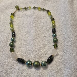 Elegant Green and Black Beaded Necklace